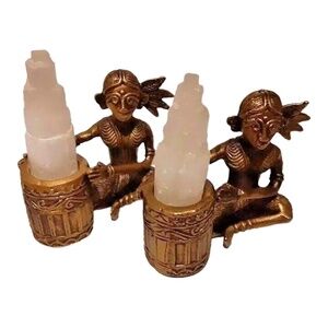 Set of 2 Dhokra Art Brass Decorative Candles Holders